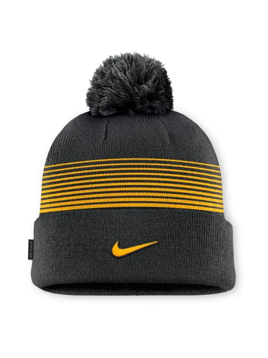 Шапка вязаная с помпоном Iowa Hawkeyes 2026 On-Field Cuffed Knit Hat Nike — изображение 2 из 2, черный золотистый