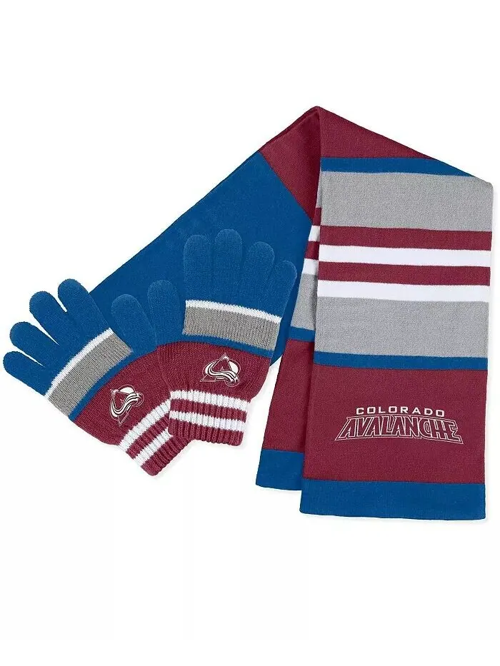 Женский комплект из перчаток и шарфа в полоску Colorado Avalanche Wear By Erin Andrews