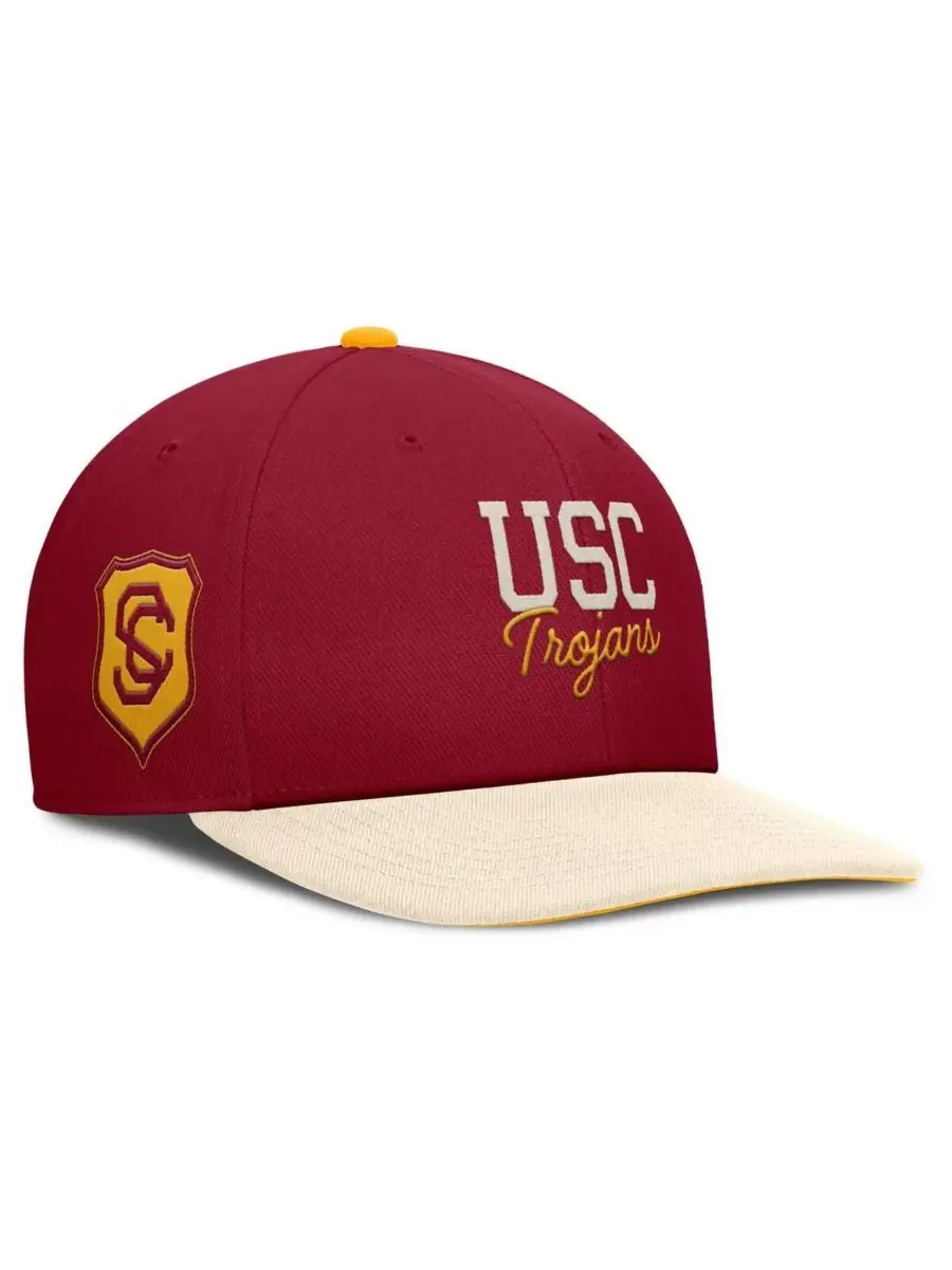 Nike Мужская бейсболка USC Trojans Pro Legacy Script Snapback в расцветке Cardinal/Cream — изображение 1 из 4, кремовый
