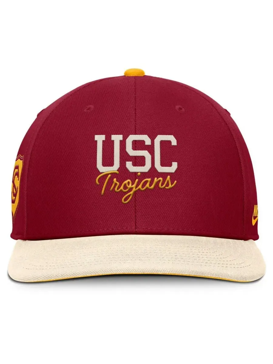 Nike Мужская бейсболка USC Trojans Pro Legacy Script Snapback в расцветке Cardinal/Cream — изображение 2 из 4, кремовый
