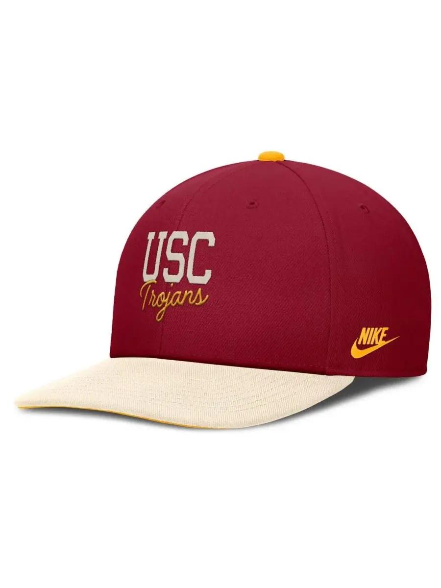 Nike Мужская бейсболка USC Trojans Pro Legacy Script Snapback в расцветке Cardinal/Cream — изображение 3 из 4, кремовый