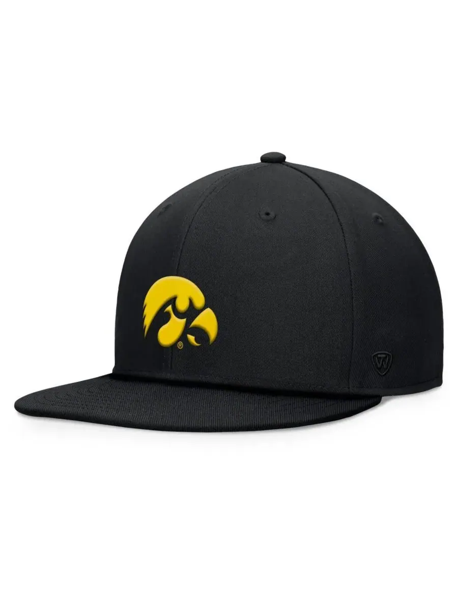 Top of the World Мужская черная бейсболка Iowa Hawkeyes Fundamental Snapback — изображение 1 из 4, черный