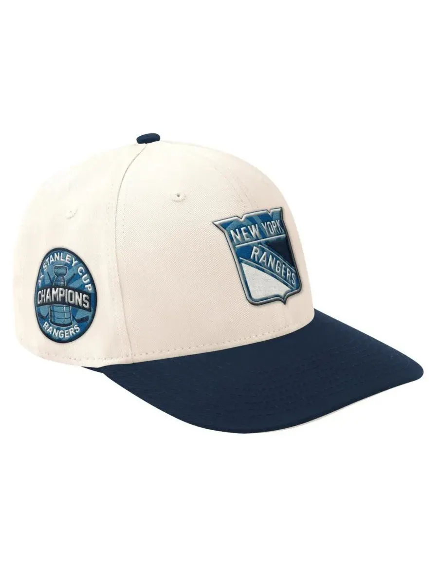 Starter Мужская кепка New York Rangers Blue Wave Classic с регулируемым размером — изображение 1 из 4, кремовый темно-синий