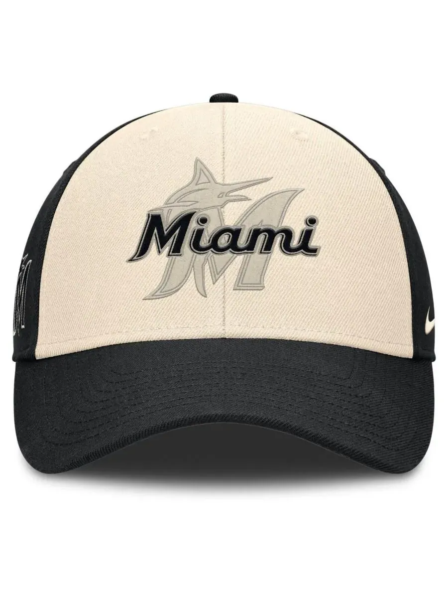 Nike Мужская регулируемая бейсболка Miami Marlins Statement Club Performance — изображение 2 из 4, черный натуральный