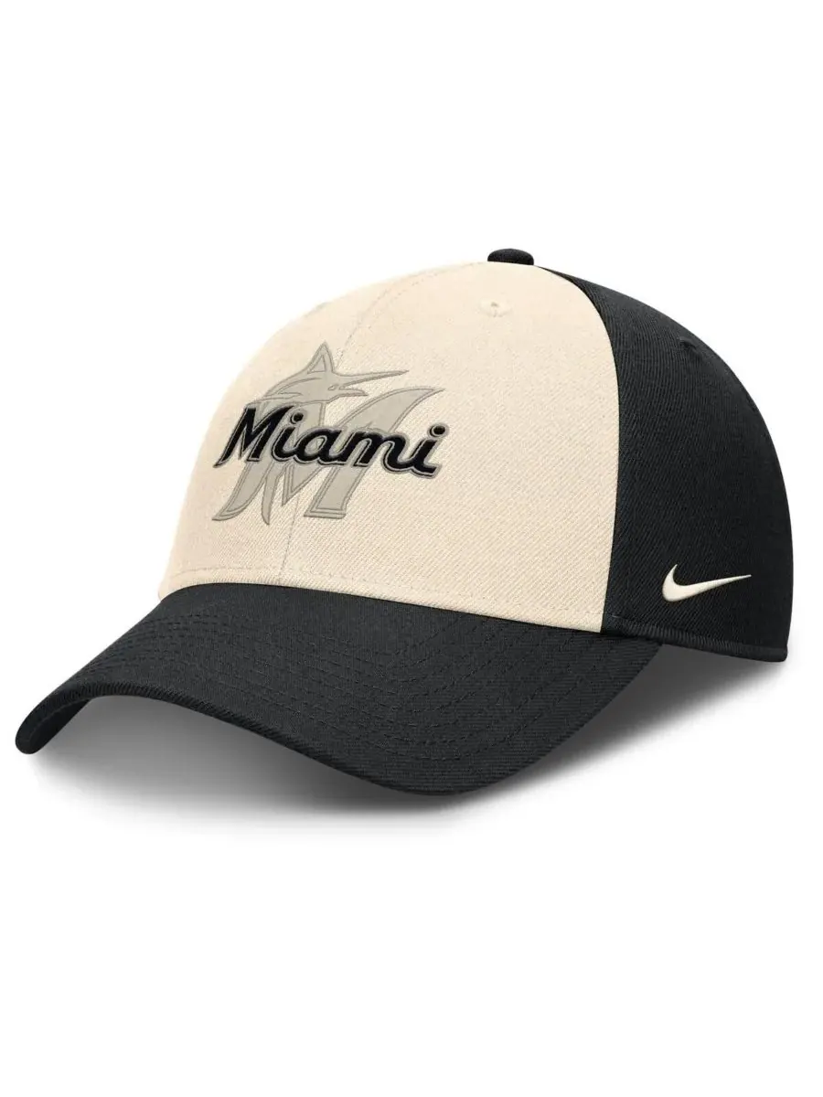 Nike Мужская регулируемая бейсболка Miami Marlins Statement Club Performance — изображение 3 из 4, черный натуральный