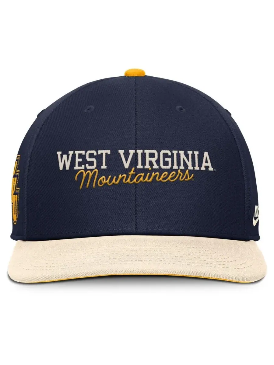 Nike Мужская кепка West Virginia Mountaineers Pro Legacy Script Snapback темно-синего/кремового — изображение 4 из 4