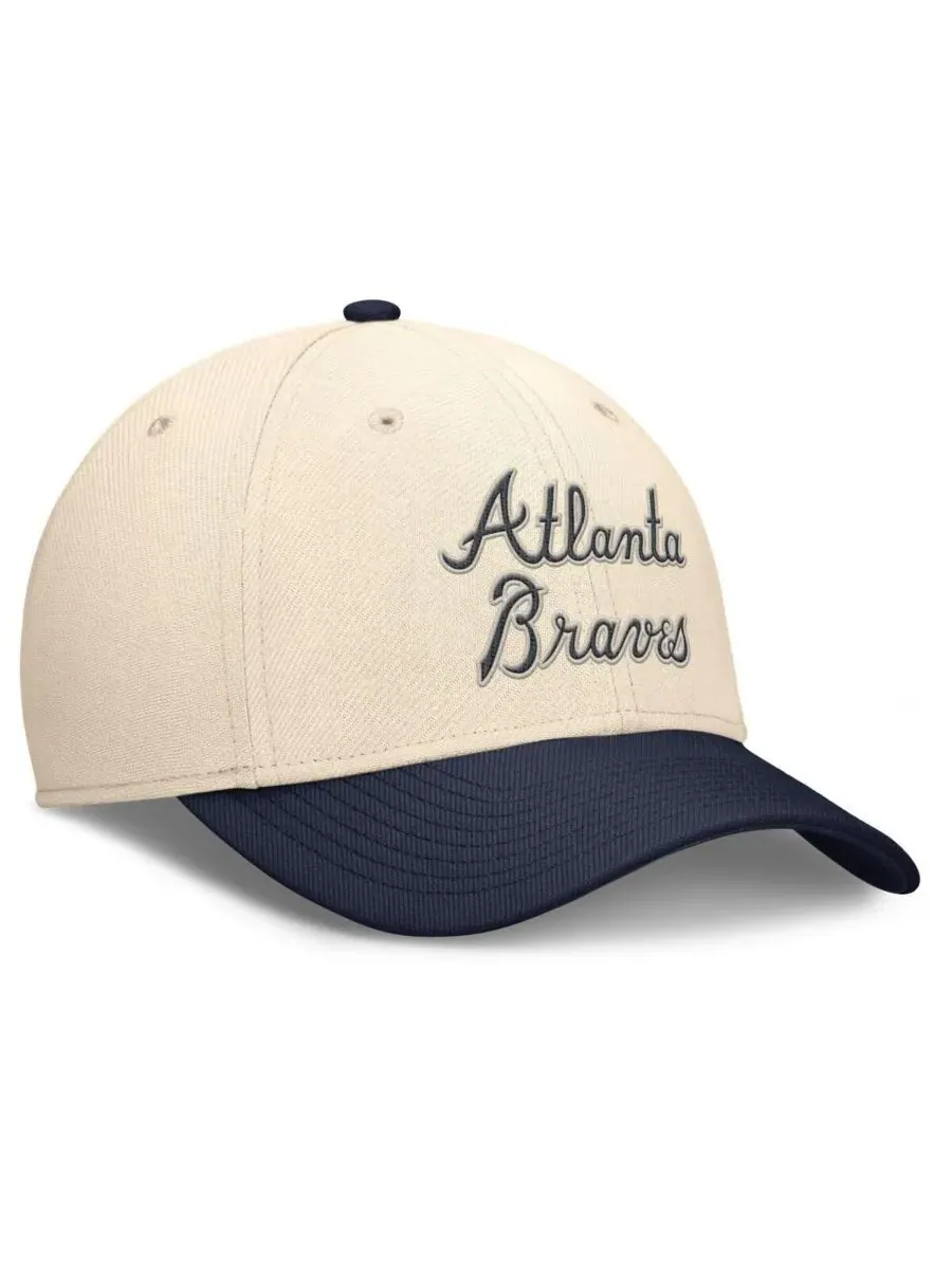 Nike Мужская бейсболка Atlanta Braves Statement Rise Performance Flex Hat натурального/темно-синего — изображение 3 из 4