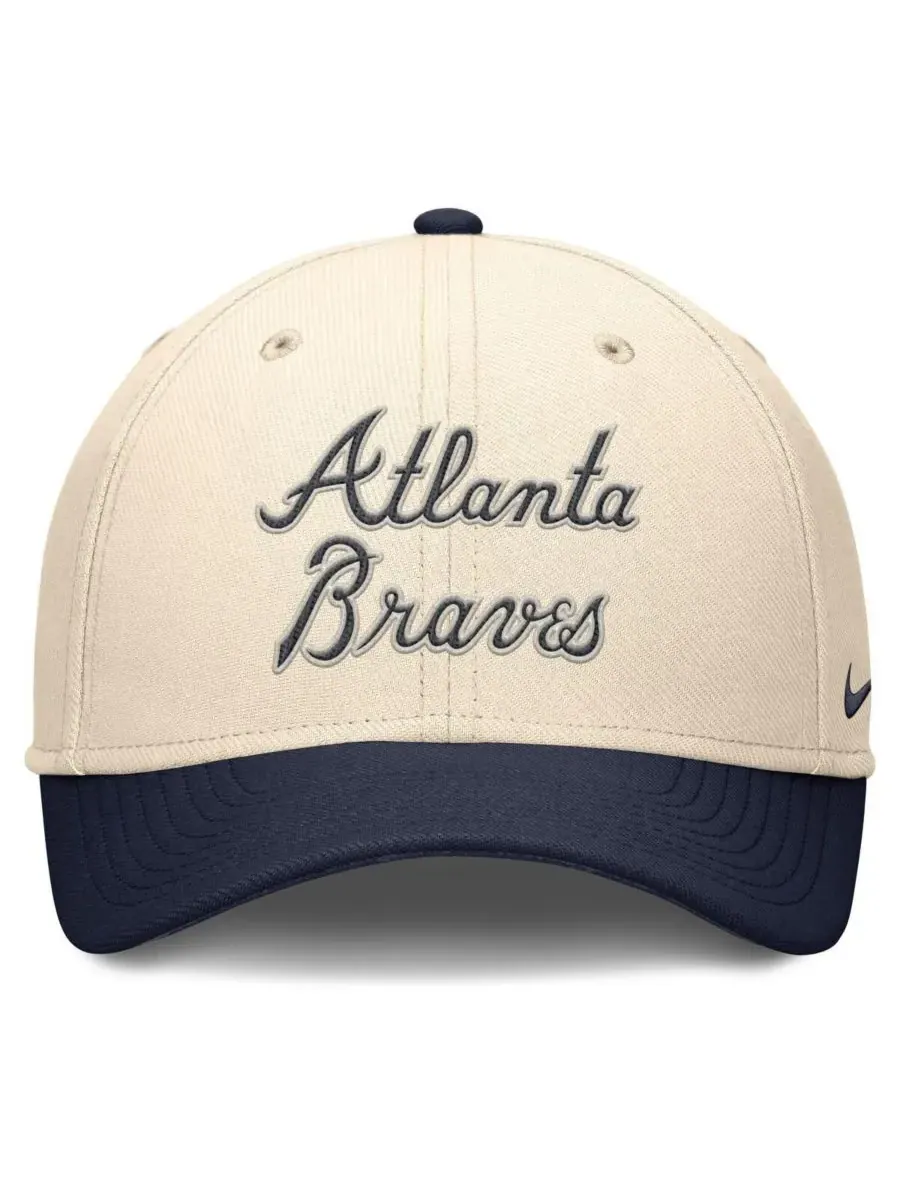 Nike Мужская бейсболка Atlanta Braves Statement Rise Performance Flex Hat натурального/темно-синего — изображение 4 из 4