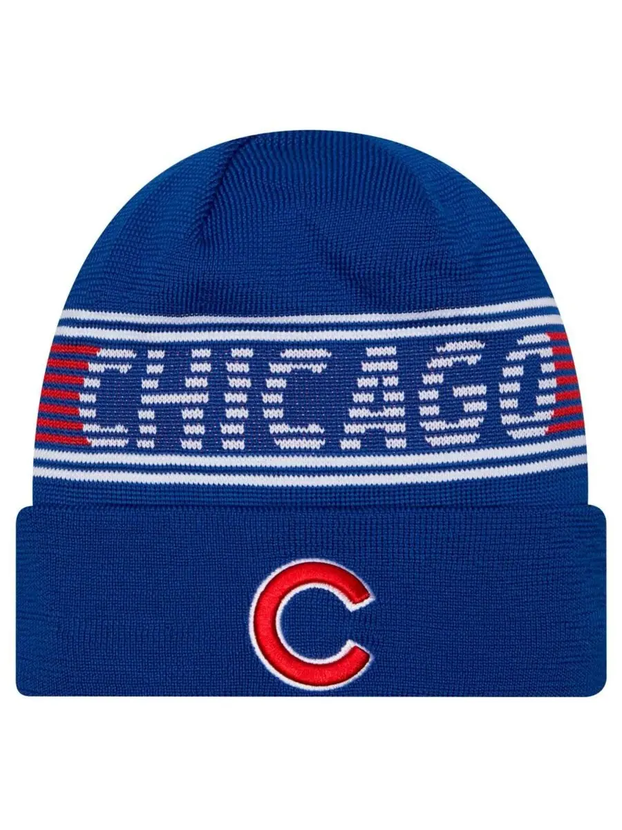Мужская вязаная шапка с отворотом из коллекции Royal Chicago Cubs Authentic New Era — изображение 1 из 2, королевский
