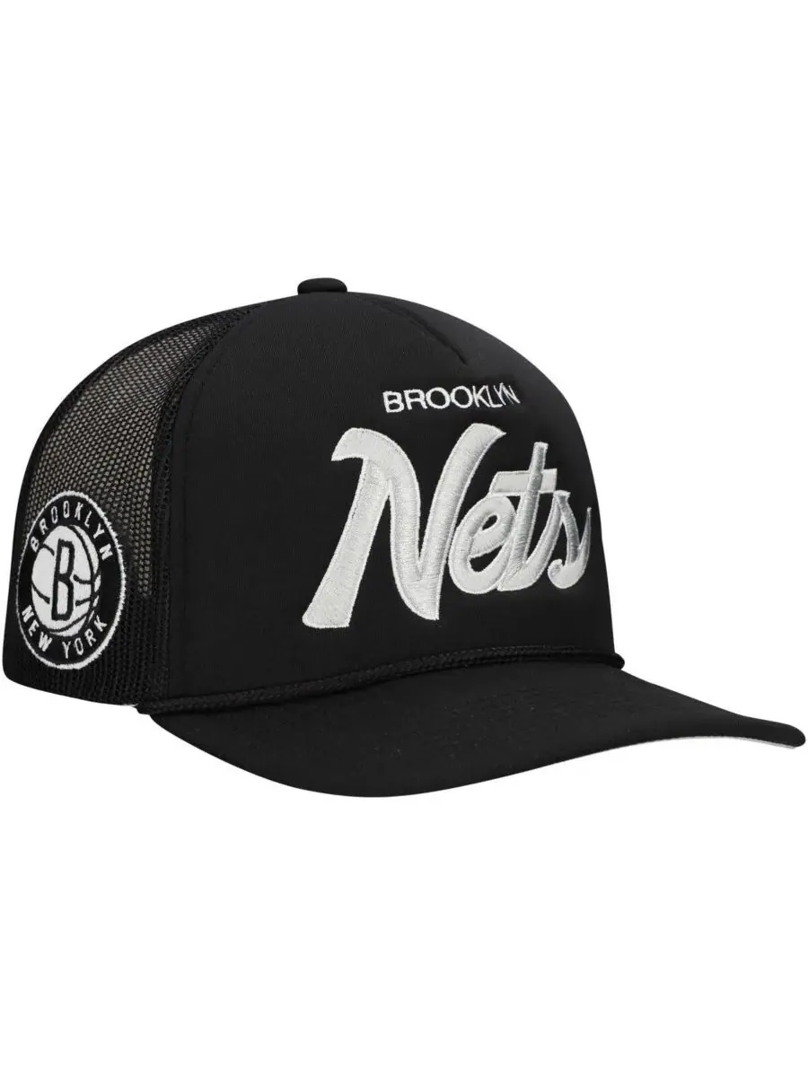 Mitchell & Ness Мужская черная регулируемая кепка-тракер с надписью Brooklyn Nets — изображение 1 из 5, черный