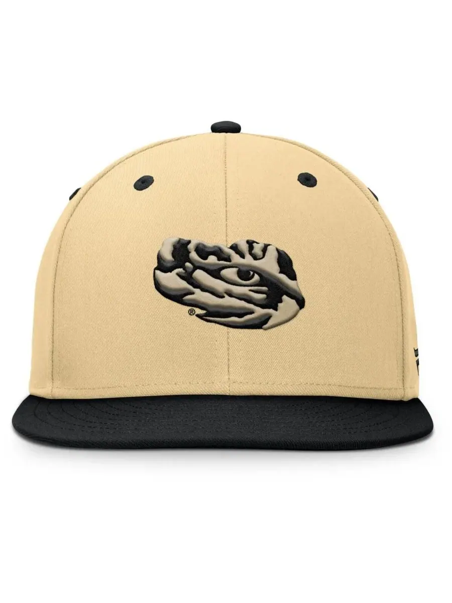 Fanatics Мужская золотисто-черная бейсболка LSU Tigers Balance Fitted Hat — изображение 2 из 4, хаки черный