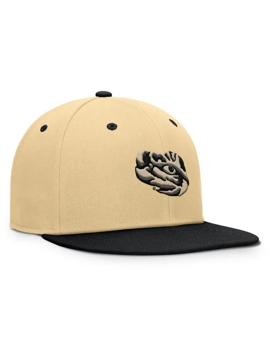 Fanatics Мужская золотисто-черная бейсболка LSU Tigers Balance Fitted Hat — изображение 3 из 4, хаки черный