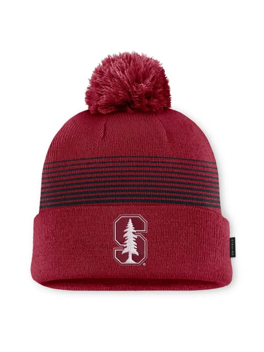 Шапка вязаная с помпоном Stanford Cardinal 2026 On-Field Cuffed Knit Hat with Pom Nike — изображение 1 из 1, черный