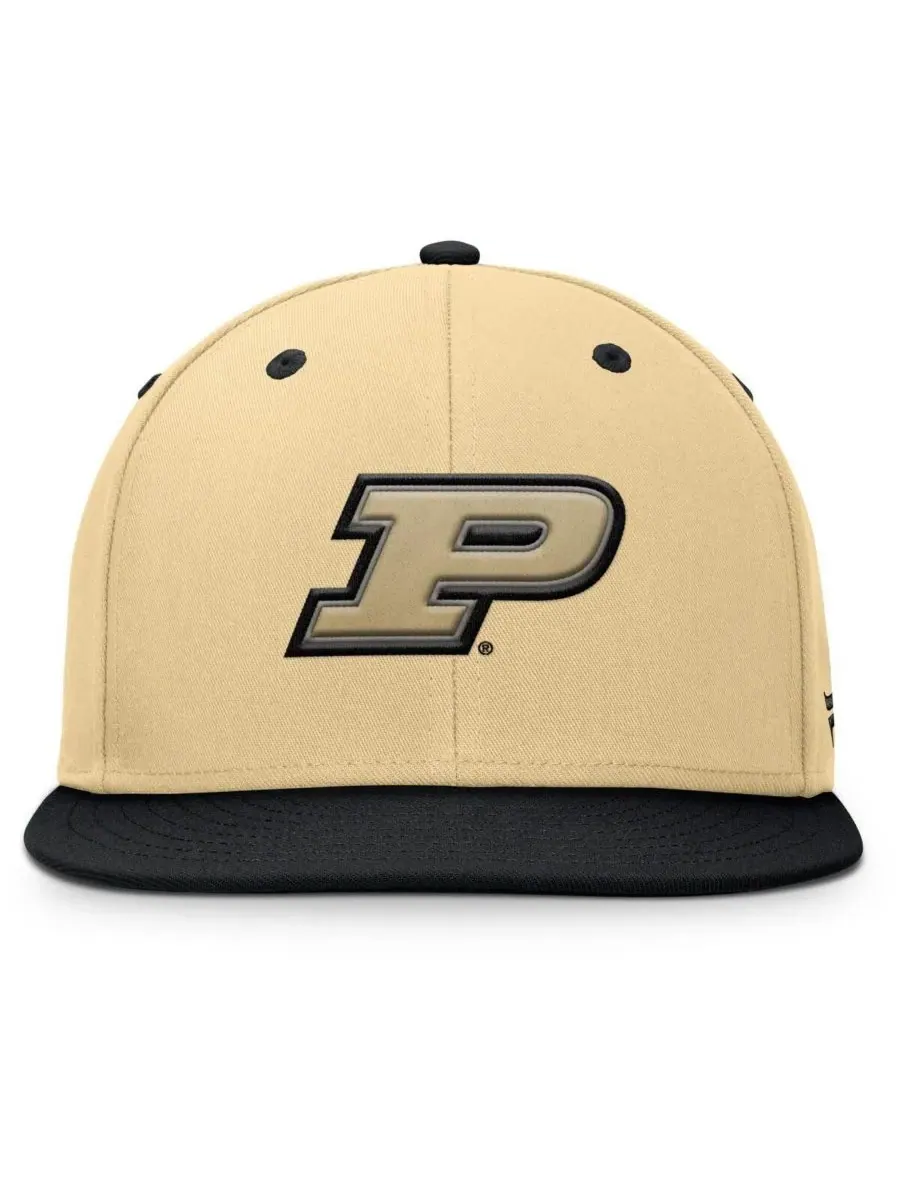 Fanatics Мужская золотисто-черная бейсболка Purdue Boilermakers Balance Fitted Hat — изображение 2 из 4, хаки черный