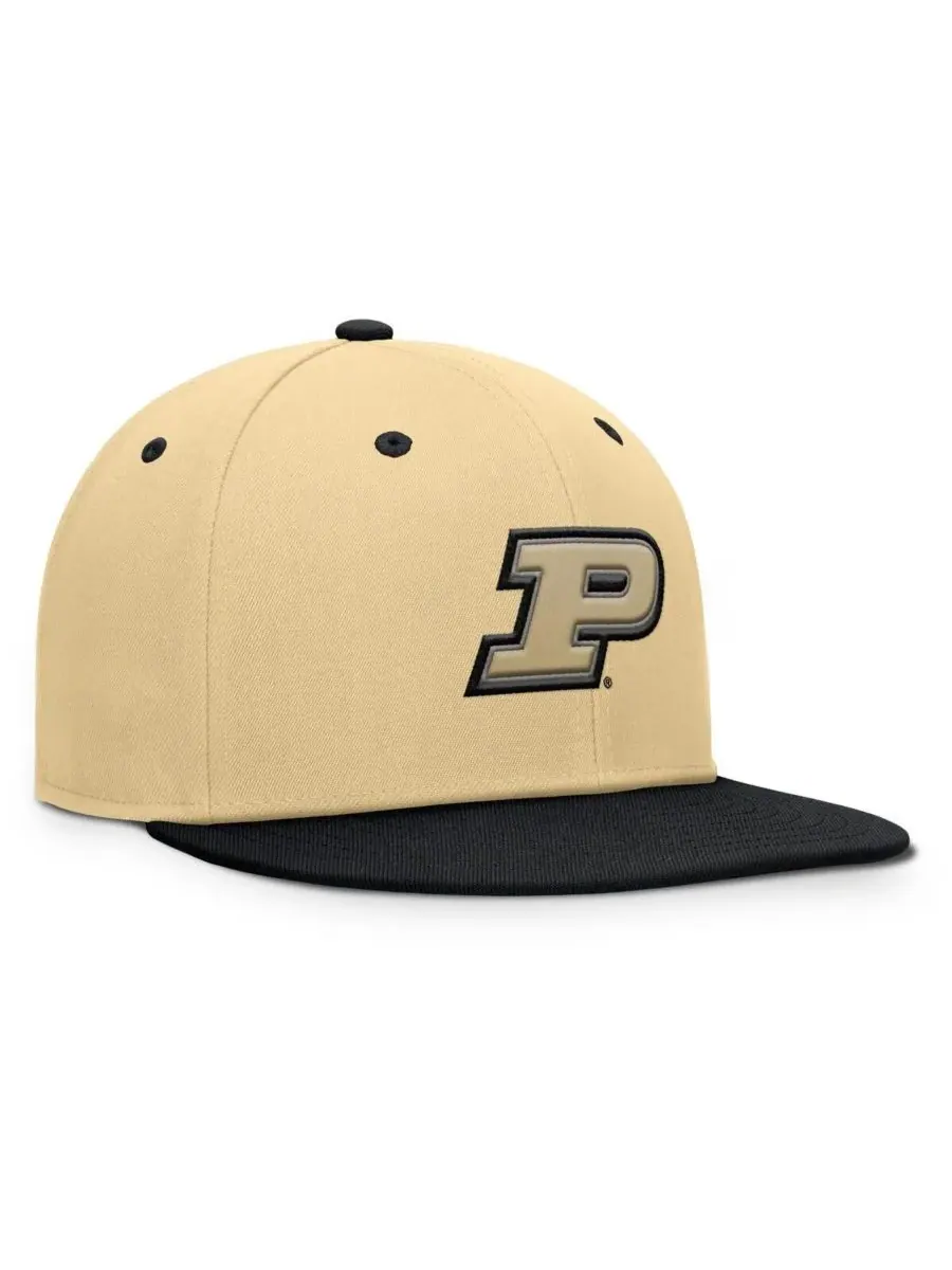 Fanatics Мужская золотисто-черная бейсболка Purdue Boilermakers Balance Fitted Hat — изображение 3 из 4, хаки черный