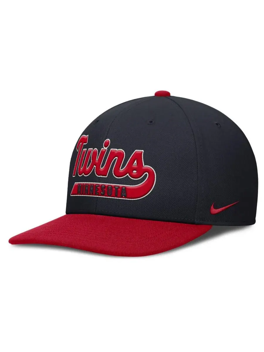 Nike Мужская кепка-бейсболка Minnesota Twins Pro Performance Snapback темно-синего/красного цвета — изображение 3 из 4