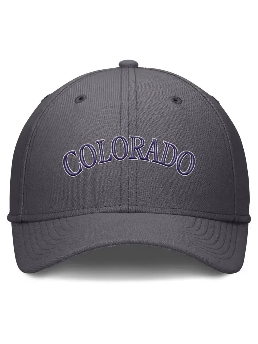 Nike Мужская серая кепка Colorado Rockies Swoosh Performance Flex — изображение 2 из 4, серый