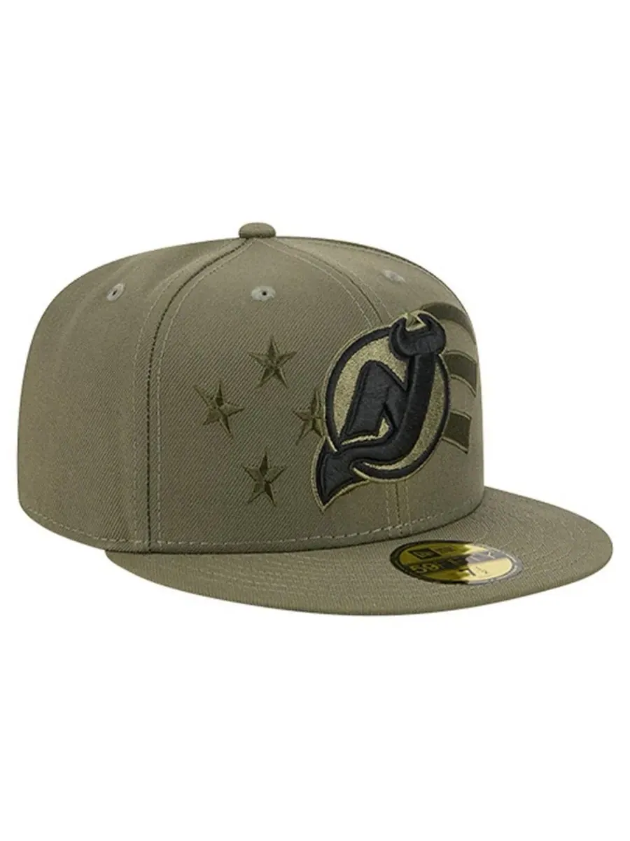 New Era Мужская кепка New Jersey Devils цвета оливкового дерева с флагом в знак благодарности — изображение 3 из 4, оливковый