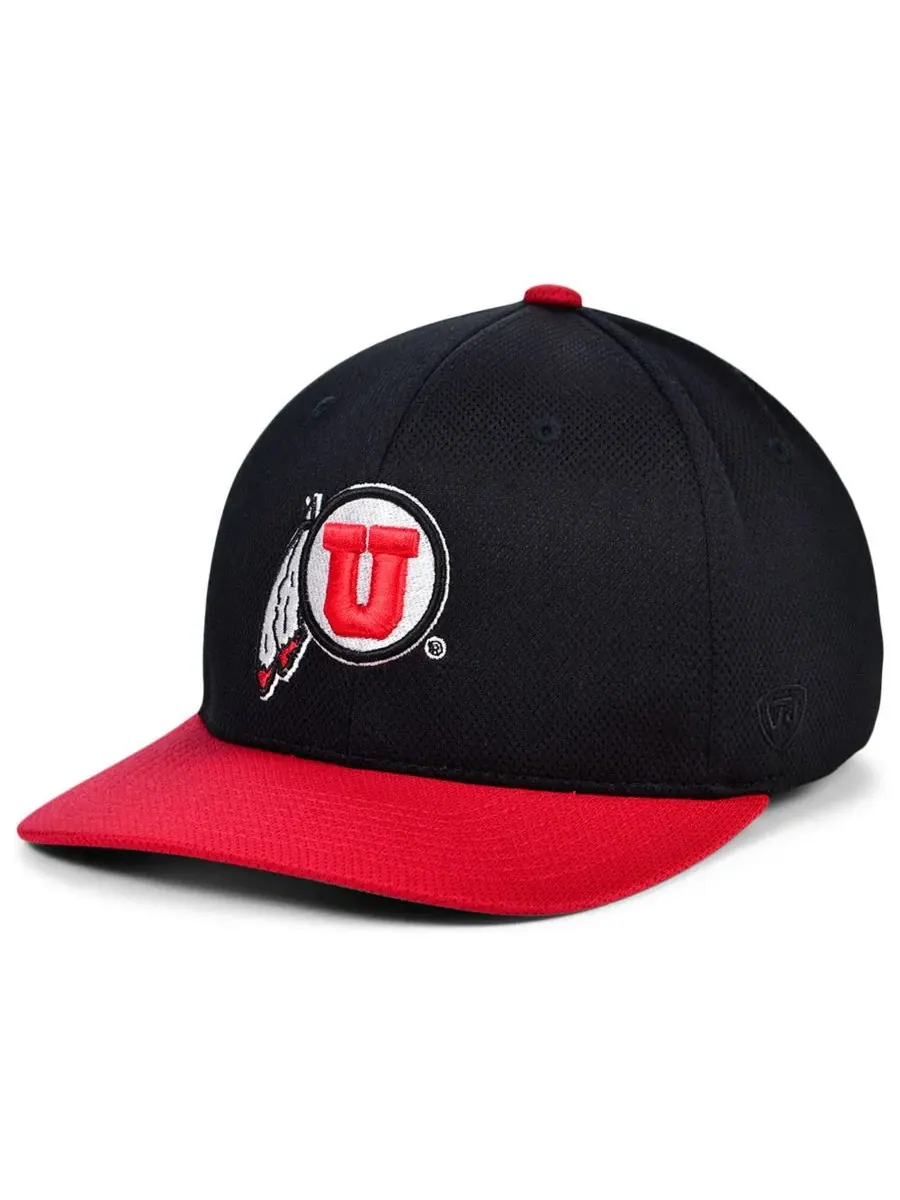 Top of the World Мужская черная бейсболка Utah Utes Reflex Fitted Hat — изображение 1 из 3, черный
