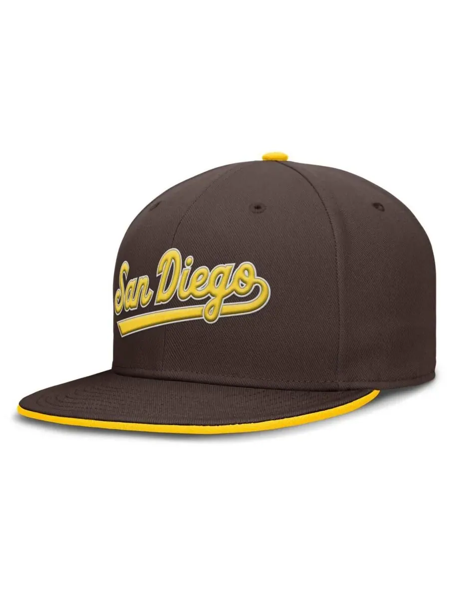 Nike Мужская коричневая бейсболка San Diego Padres True Performance Fitted Hat — изображение 3 из 4, коричневый