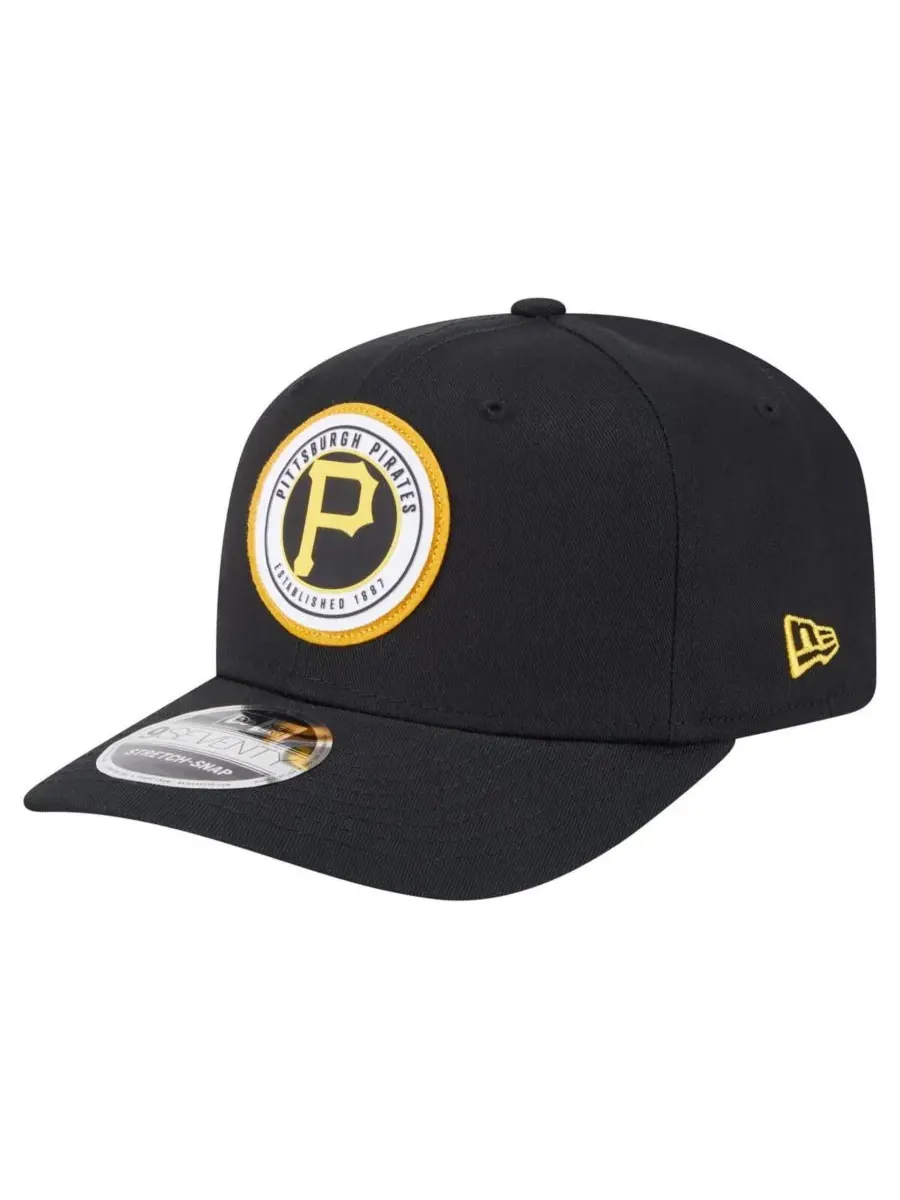 New Era Мужская черная кепка Pittsburgh Pirates с круглой нашивкой 9SEVENTY, эластичная, с — изображение 1 из 4, черный