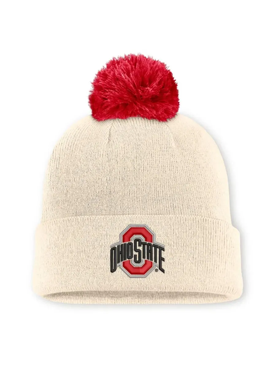 Шапка с помпоном с логотипом команды Ohio State Buckeyes Nike, Natural Scarlet — изображение 1 из 2, красный