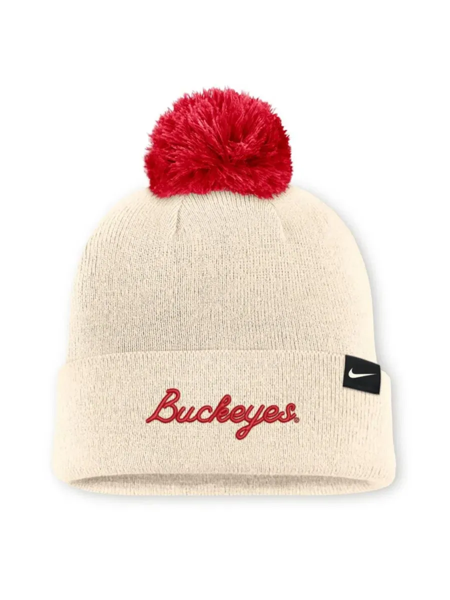 Шапка с помпоном с логотипом команды Ohio State Buckeyes Nike, Natural Scarlet — изображение 2 из 2, красный