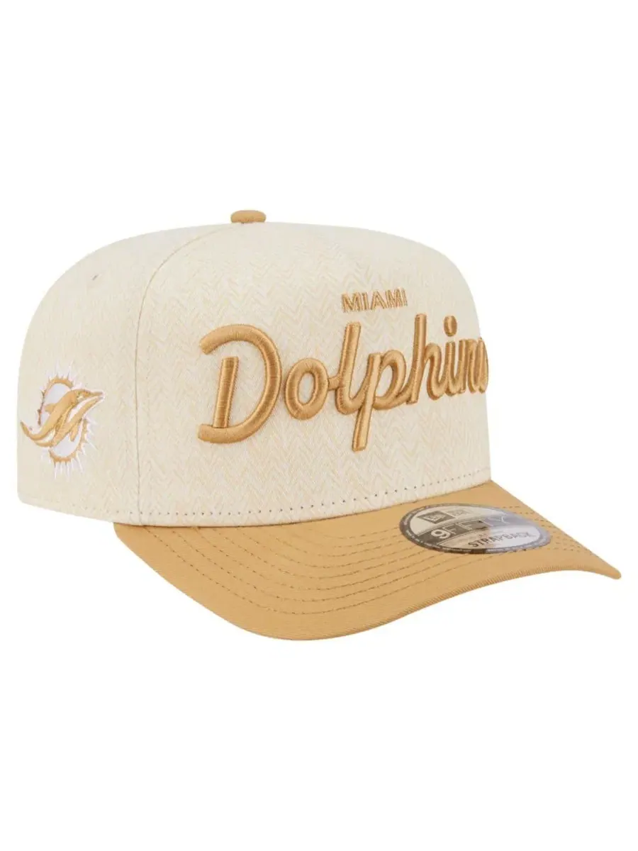 Кепка-снапбек с высокой тульей и вышивкой Miami Dolphins Herringbone New Era — изображение 1 из 5, бежевый