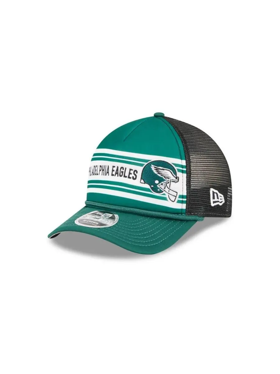 New Era Мужская зеленая кепка Philadelphia Eagles Linear A-Frame 9FORTY с регулируемой высотой — изображение 1 из 5, зеленый