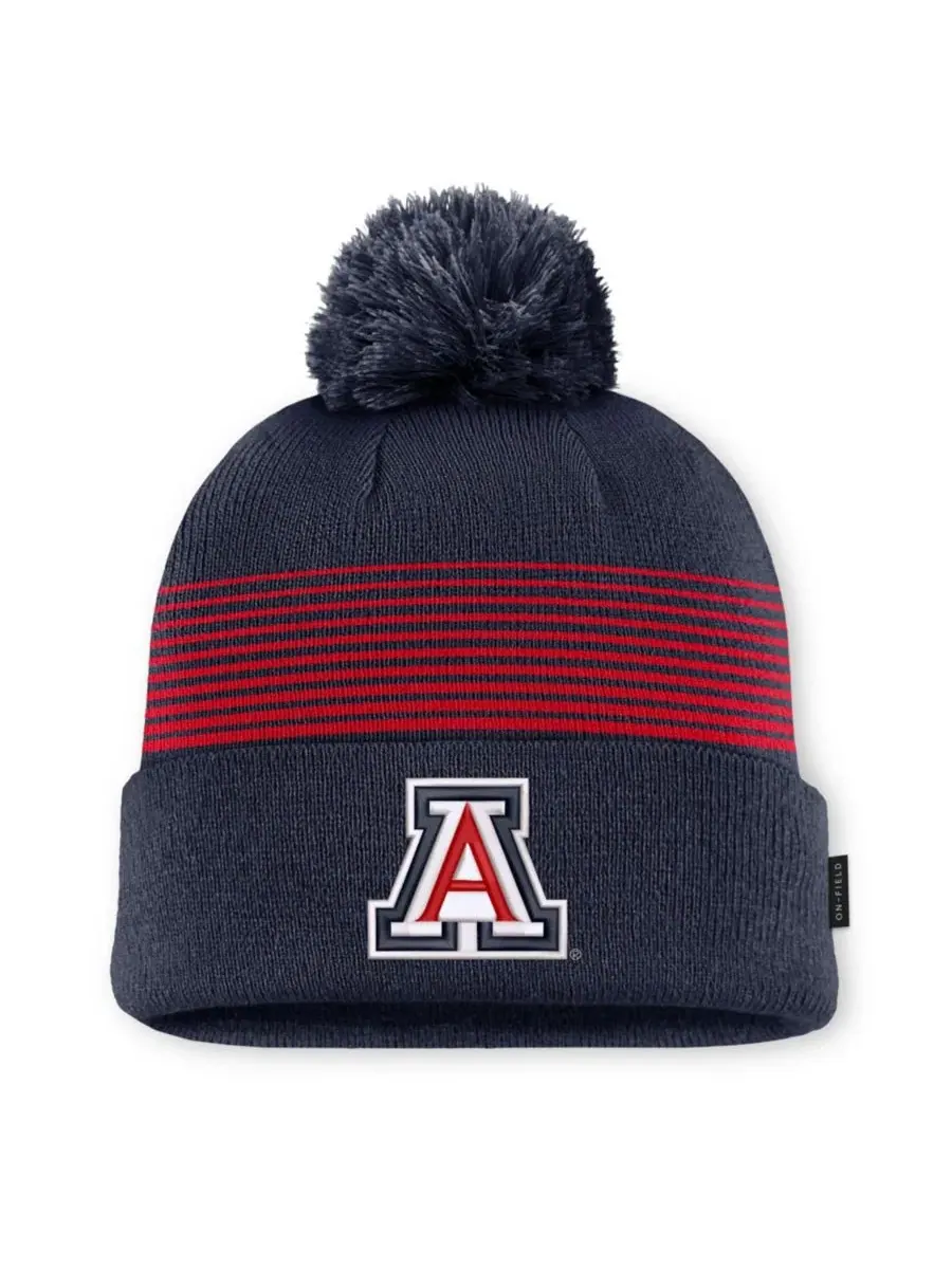 Шапка вязаная с помпоном Arizona Wildcats 2026 On-Field Cuffed Knit Hat Nike — изображение 1 из 2, темно-синий красный