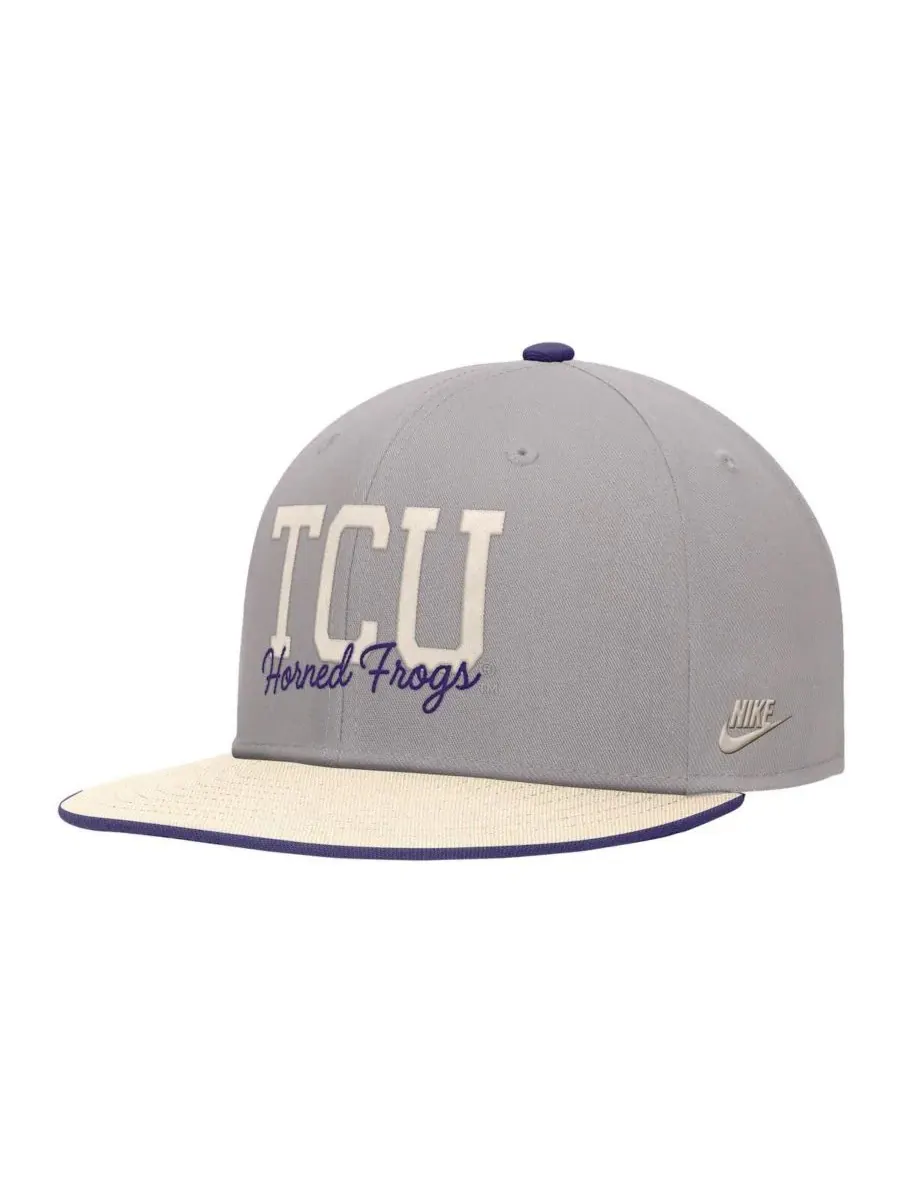 Nike Мужская серая кепка TCU Horned Frogs Vintage Script Pro Dri-FIT Snapback — изображение 2 из 3, серый