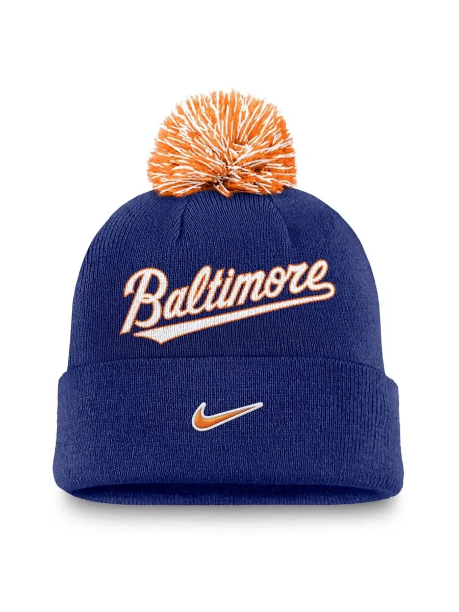 Вязаная шапка с отворотом и помпоном Baltimore Orioles Nike — изображение 2 из 2, королевский