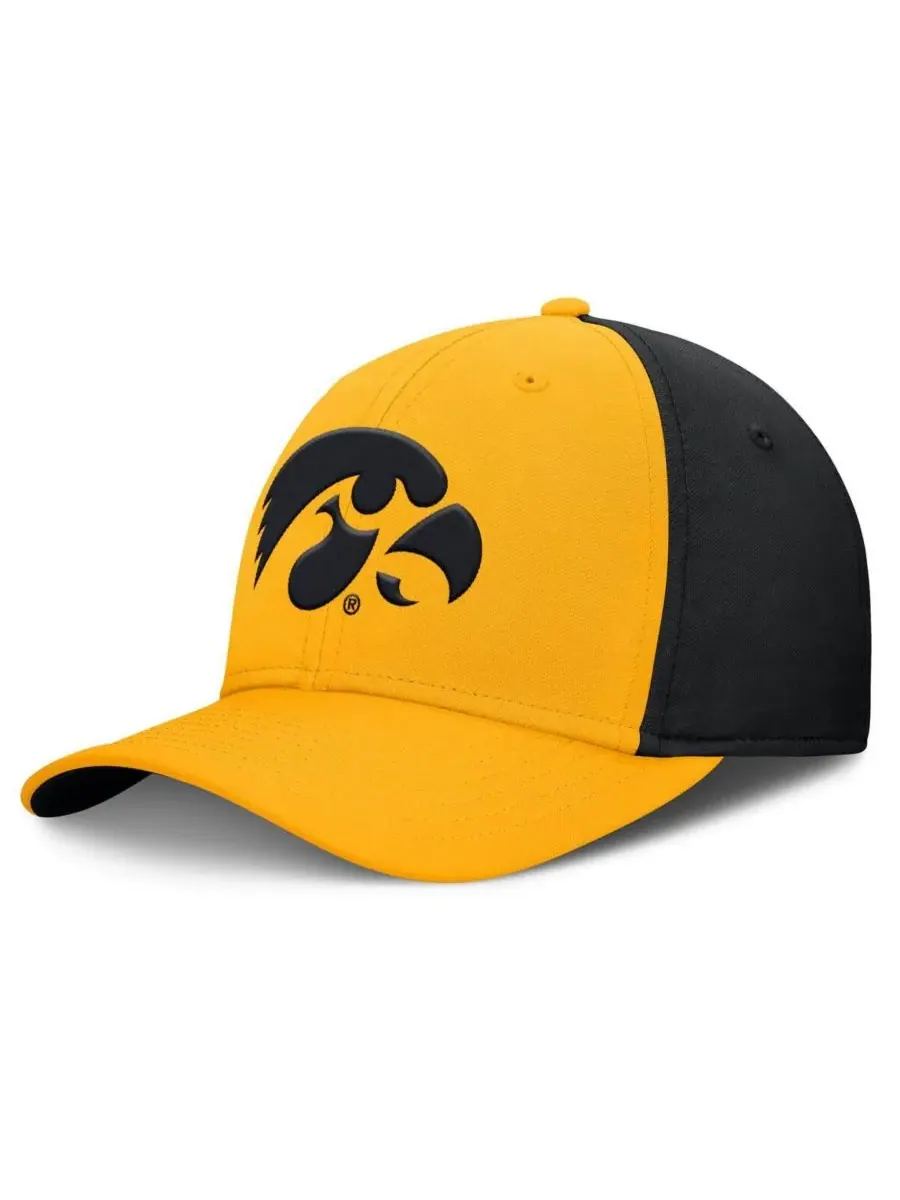 Nike Мужская золотисто-черная бейсболка Iowa Hawkeyes 2025 Sideline Rise Local Performance Flex Hat — изображение 1 из 4