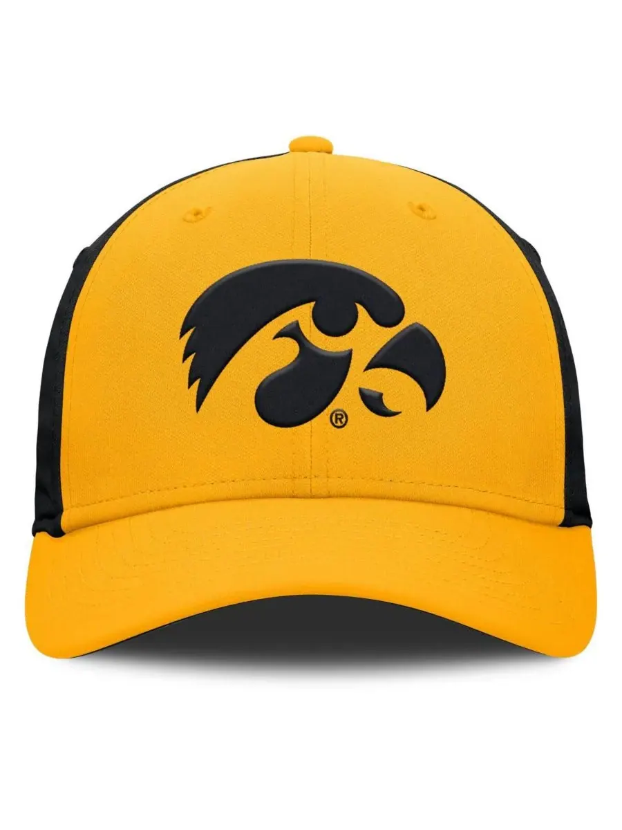 Nike Мужская золотисто-черная бейсболка Iowa Hawkeyes 2025 Sideline Rise Local Performance Flex Hat — изображение 2 из 4