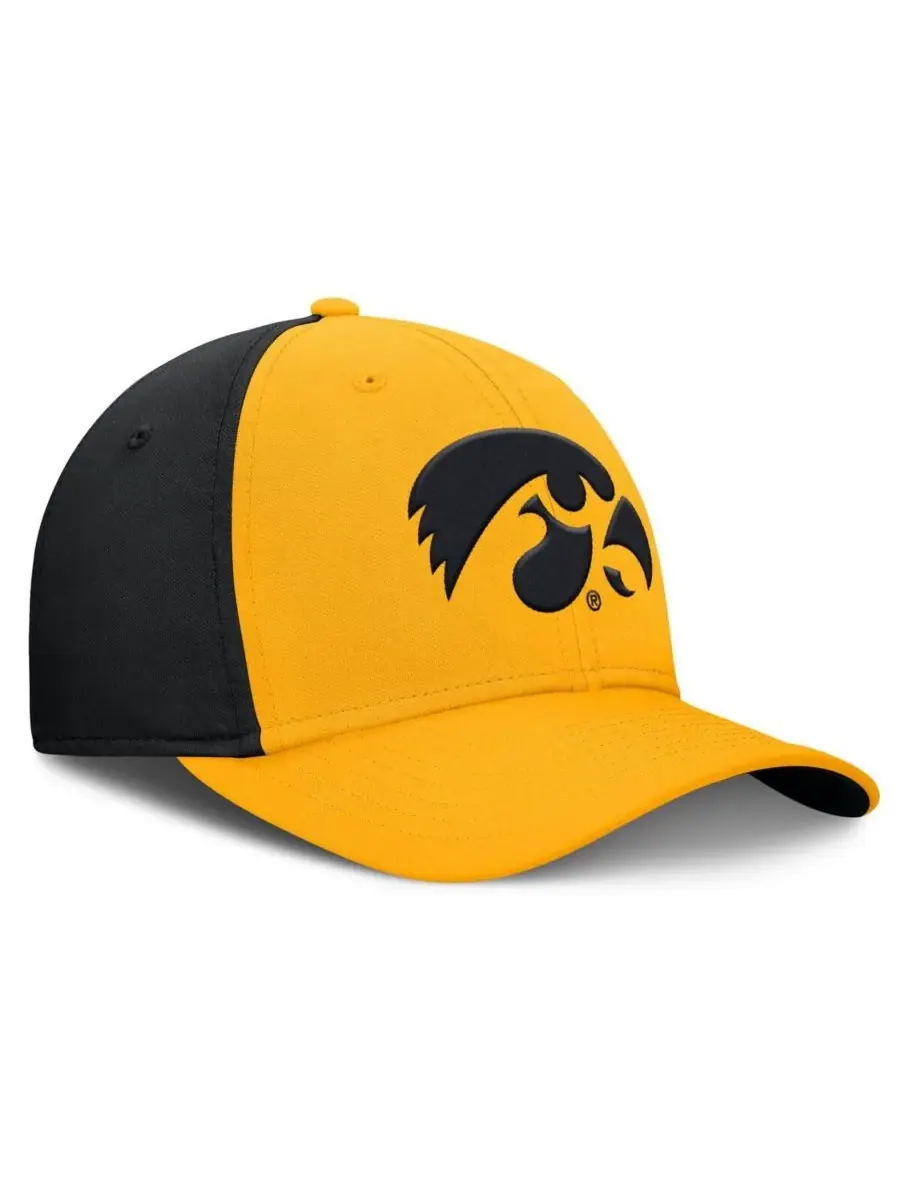 Nike Мужская золотисто-черная бейсболка Iowa Hawkeyes 2025 Sideline Rise Local Performance Flex Hat — изображение 3 из 4