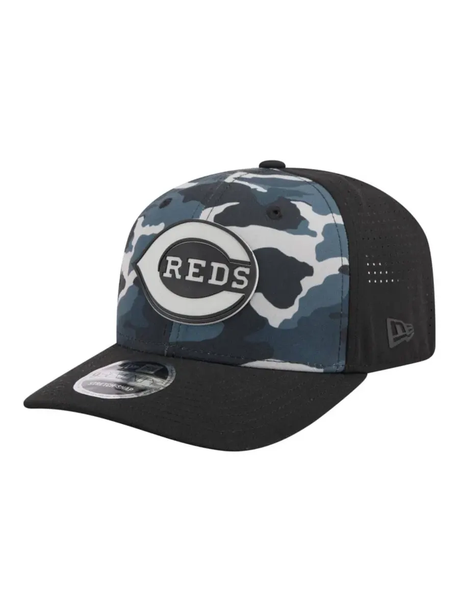 Бейсболка с тональным камуфляжным принтом, Cincinnati Reds New Era — изображение 1 из 5, черный