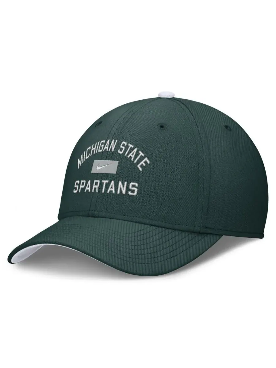 Nike Мужская зеленая кепка Michigan State Spartans Primetime Rise Swoosh Flex Hat — изображение 1 из 4, зеленый