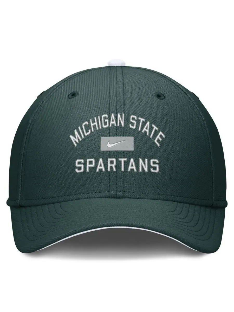 Nike Мужская зеленая кепка Michigan State Spartans Primetime Rise Swoosh Flex Hat — изображение 2 из 4, зеленый