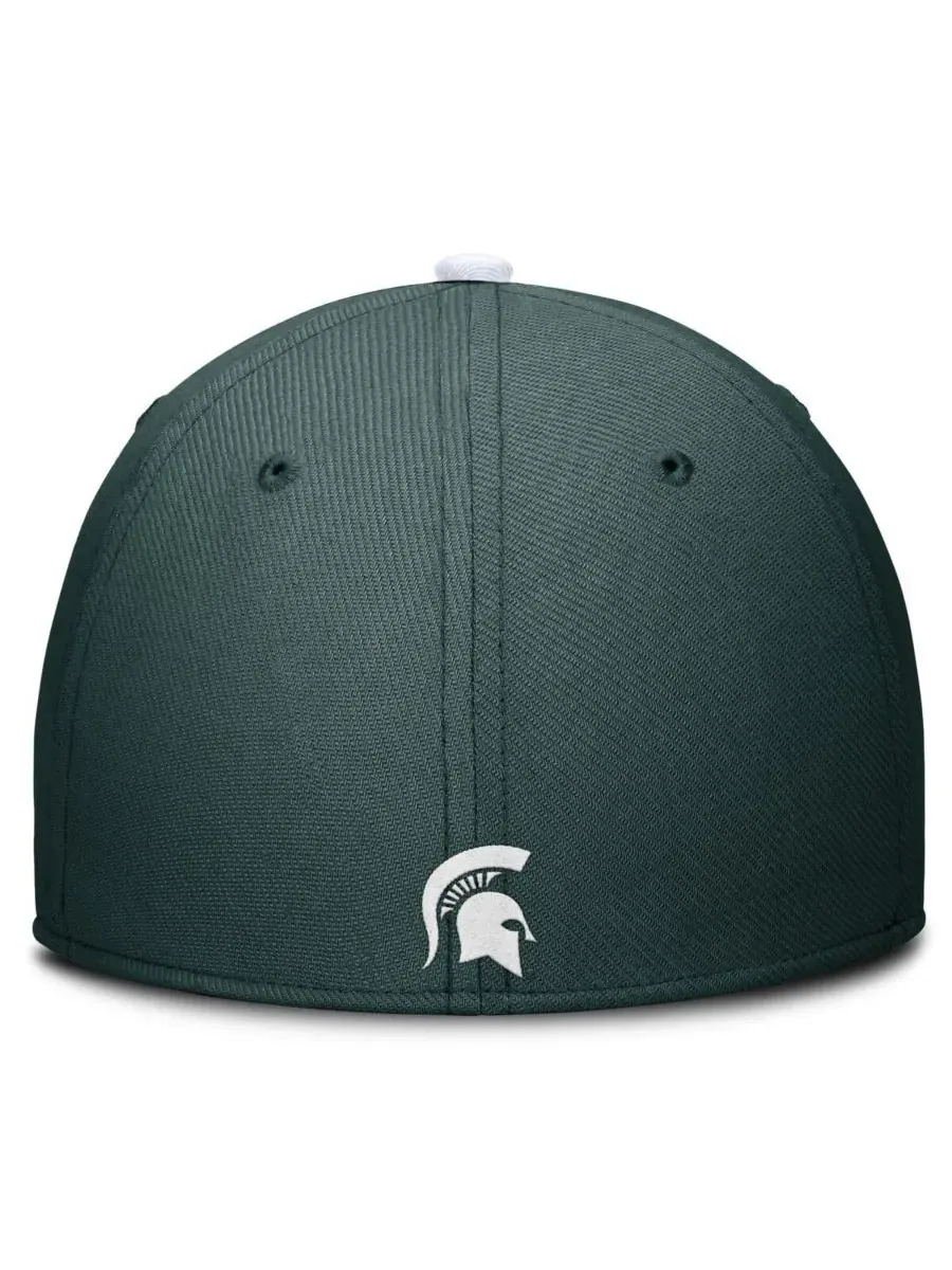 Nike Мужская зеленая кепка Michigan State Spartans Primetime Rise Swoosh Flex Hat — изображение 4 из 4, зеленый
