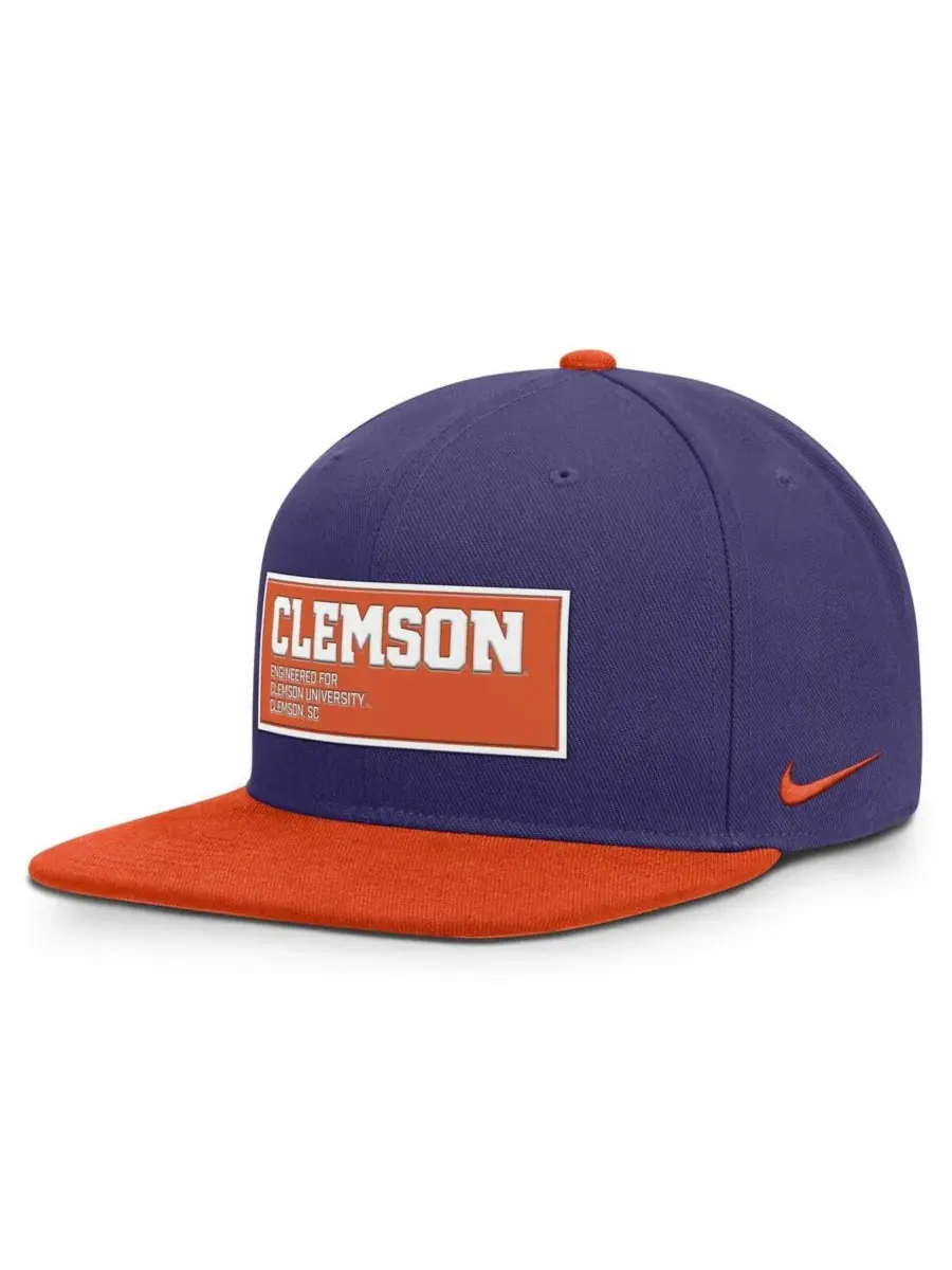 Nike Мужская фиолетово-оранжевая кепка Clemson Tigers 2025 с нашивкой на поле Pro Dri-FIT Snapback — изображение 1 из 4