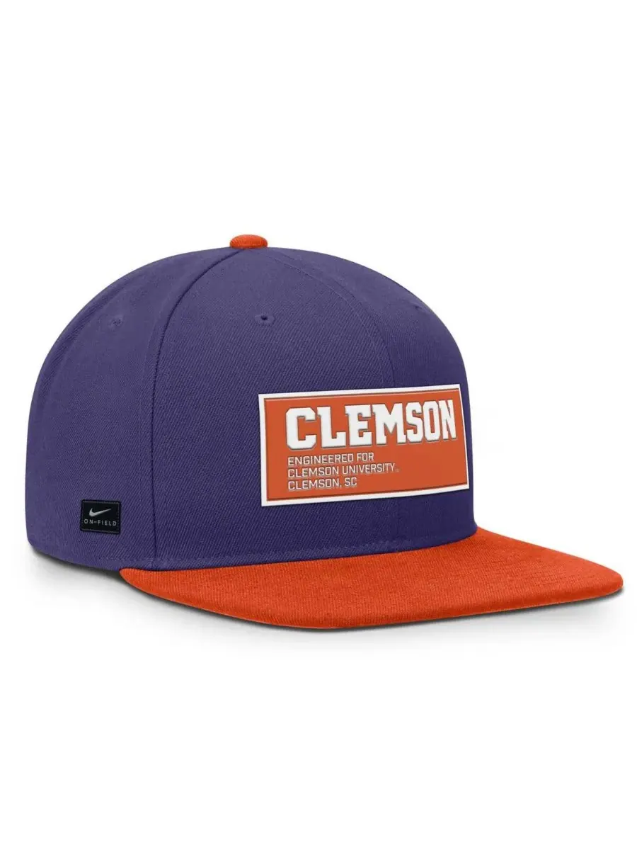 Nike Мужская фиолетово-оранжевая кепка Clemson Tigers 2025 с нашивкой на поле Pro Dri-FIT Snapback — изображение 3 из 4