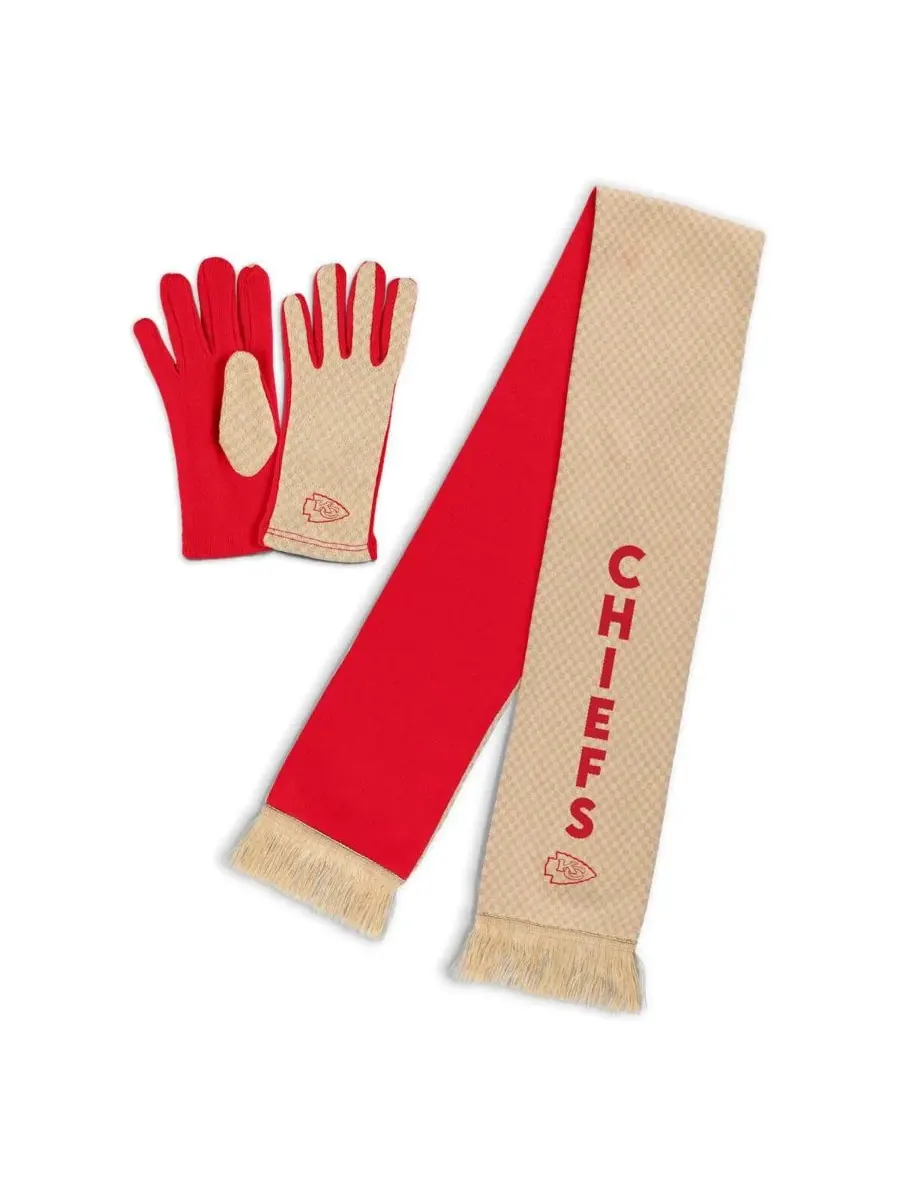 Женский комплект из шарфа и перчаток в тон с микроклетчатой расцветкой Kansas City Chiefs WEAR by — изображение 1 из 3