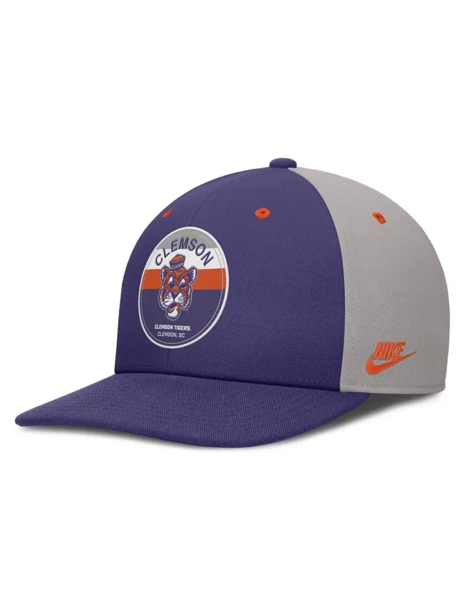 Nike Мужская фиолетово-серая бейсболка Clemson Tigers Prep Pro Performance с регулируемой застежкой — изображение 1 из 4