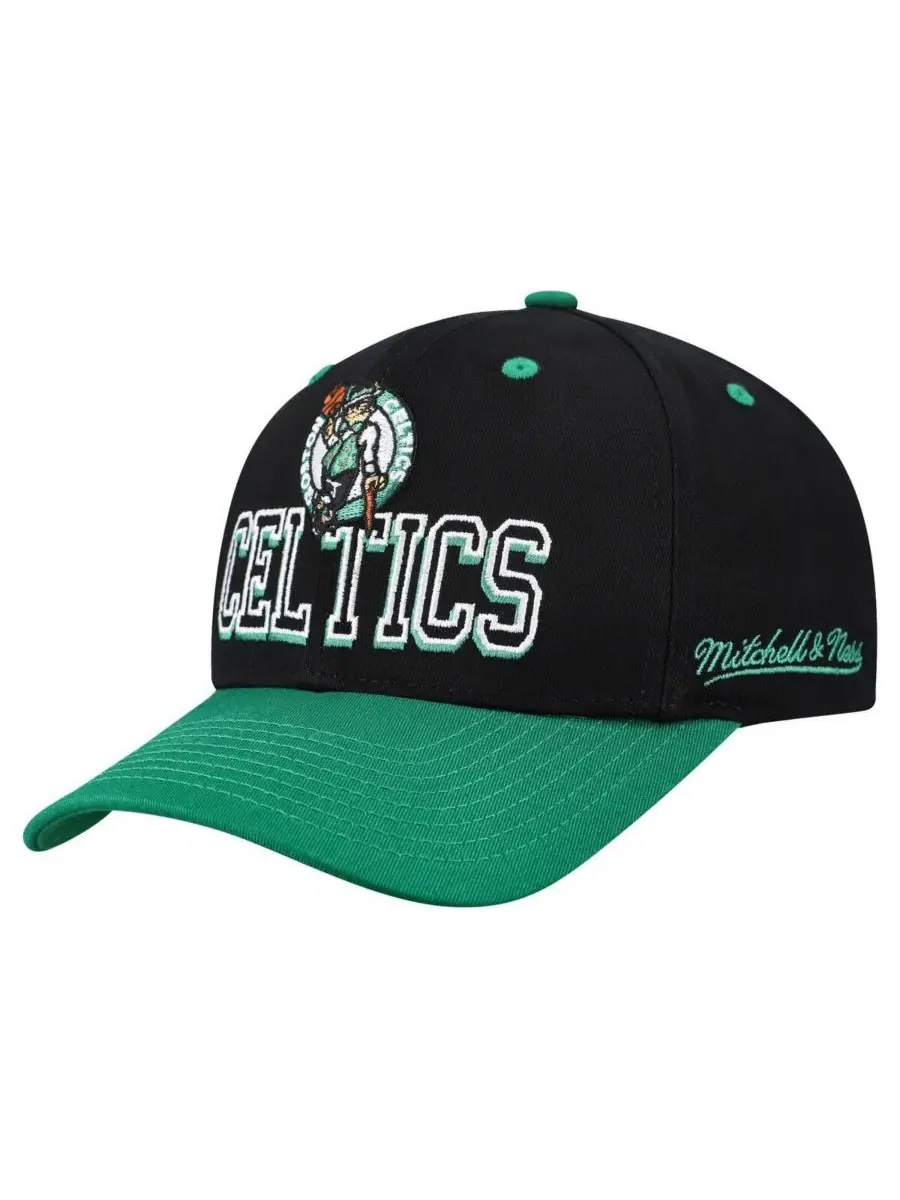 Мужская кепка Boston Celtics, черная/зеленая, с двухцветной регулируемой застежкой и надписью на — изображение 1 из 4