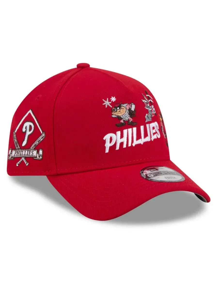 Кепка A-Frame 9FORTY с вышивкой Philadelphia Phillies и Looney Tunes New Era — изображение 1 из 4, красный