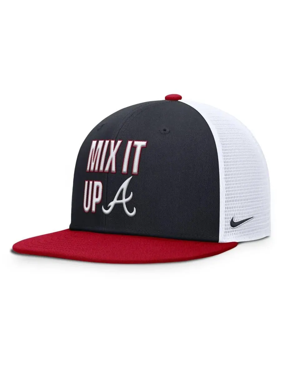 Nike Мужская кепка-тракер Atlanta Braves Pro Performance темно-синего/красного цвета с — изображение 3 из 4