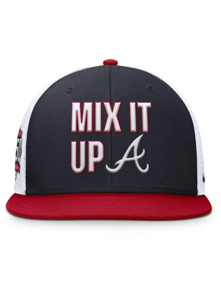 Nike Мужская кепка-тракер Atlanta Braves Pro Performance темно-синего/красного цвета с — изображение 4 из 4
