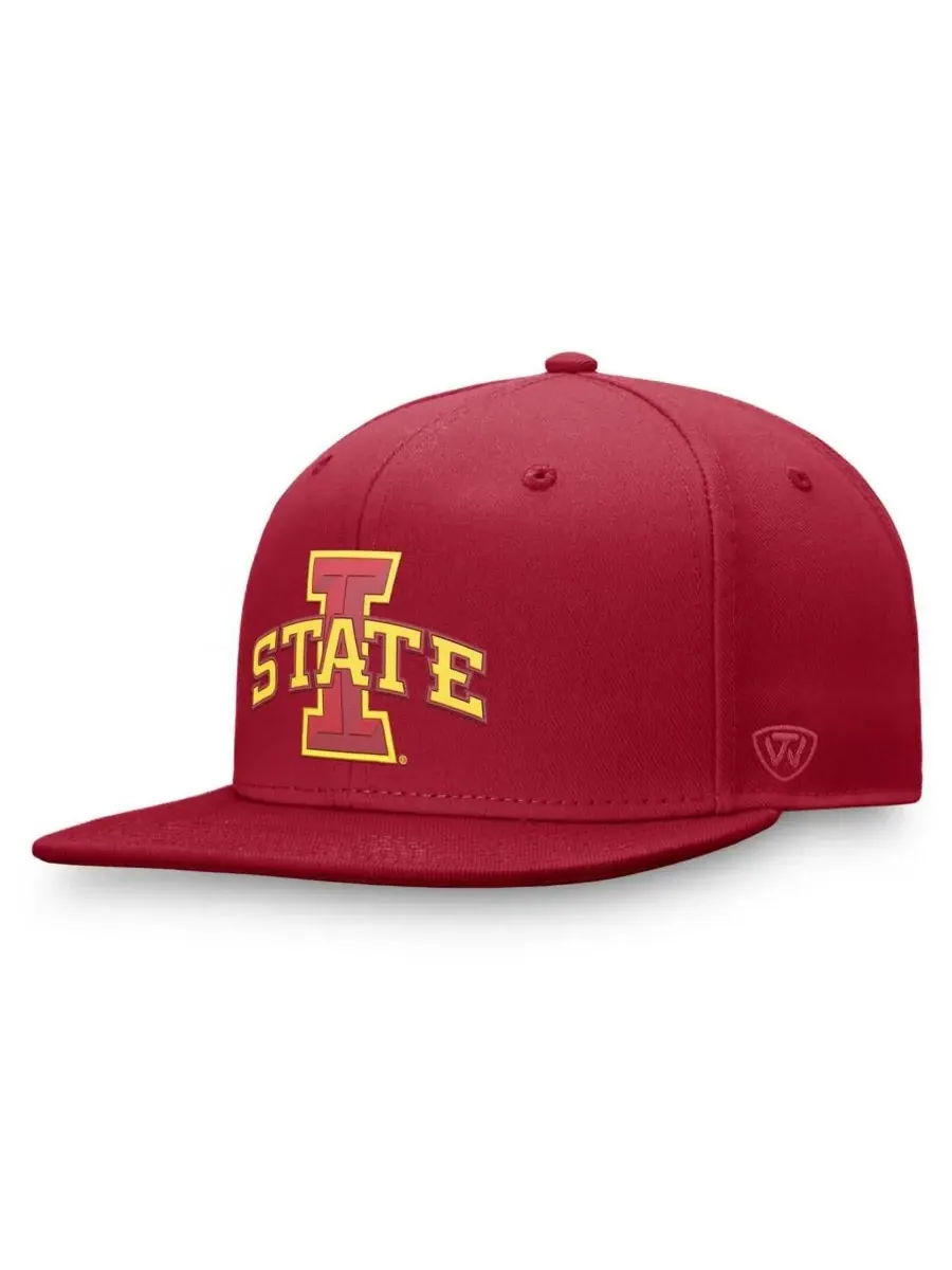 Мужская бейсболка Cardinal Iowa State Cyclones Fundamental Snapback Hat Top of the World — изображение 1 из 4, красный