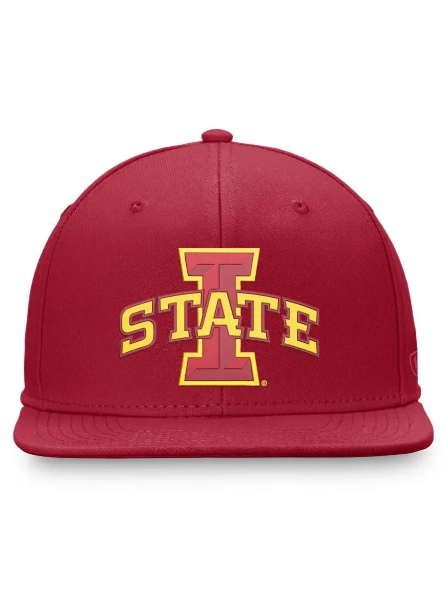 Мужская бейсболка Cardinal Iowa State Cyclones Fundamental Snapback Hat Top of the World — изображение 2 из 4, красный