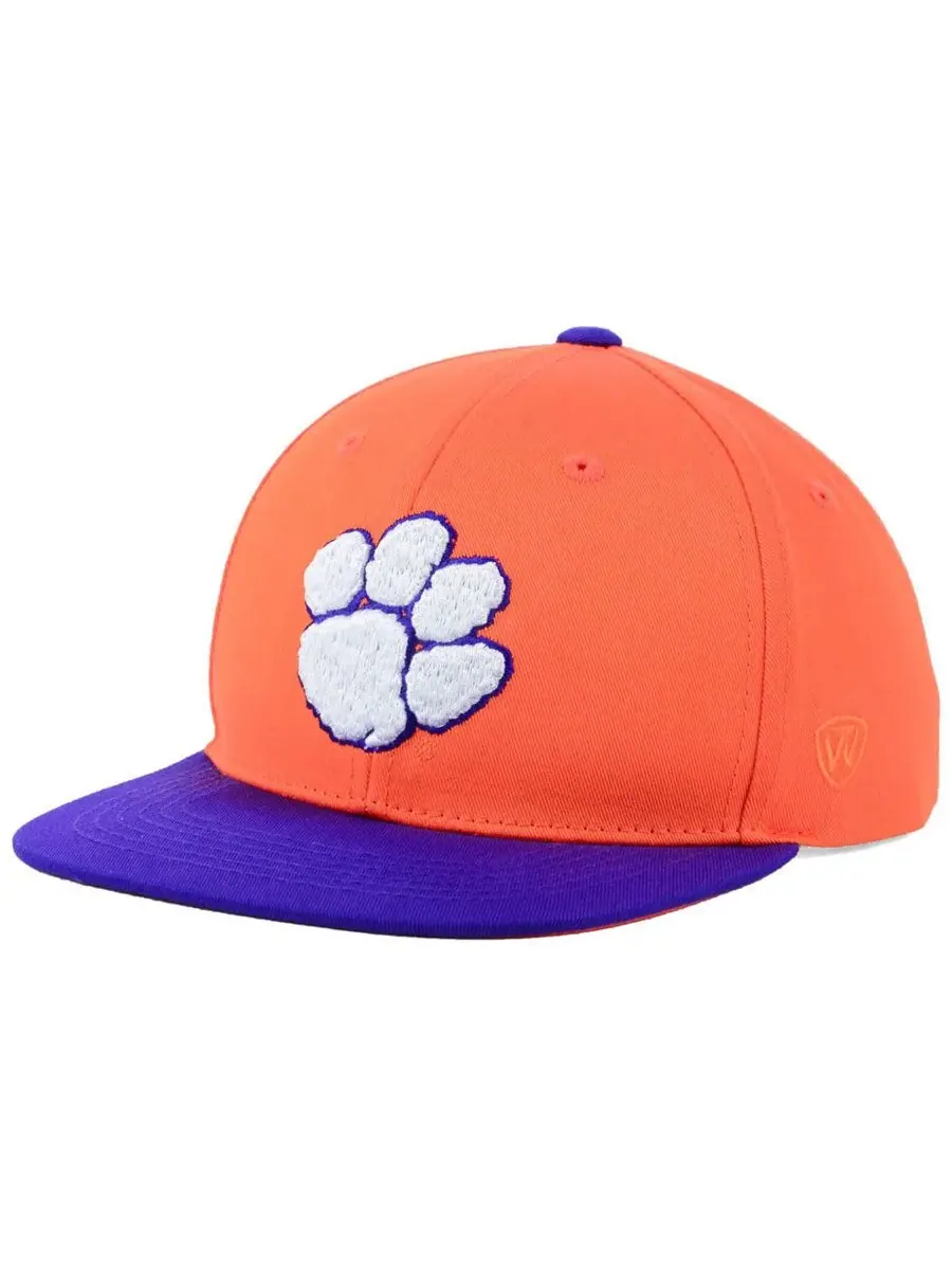 Бейсболка Clemson Tigers Maverick Snapback для юношей Top of the World — изображение 1 из 4, оранжевый/фиолетовый